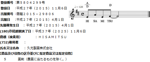 音商標の登録例